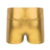 CHICTRY Kids Girls Metallic Shiny Stretch High Waisted Athletic Booty Dance Shorts Gold 5-6 view 2