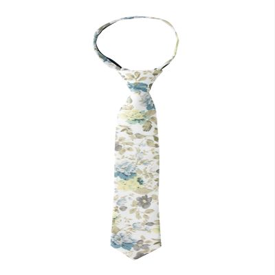 Spring Notion Boys' Cotton Floral Skinny Zipper Tie, Yellow Small