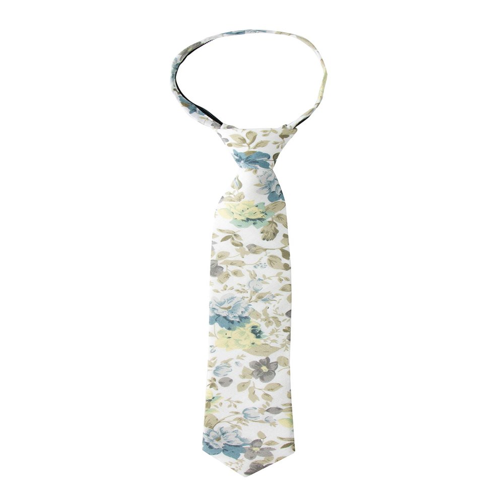 Spring Notion Boys' Cotton Floral Skinny Zipper Tie, Yellow Small