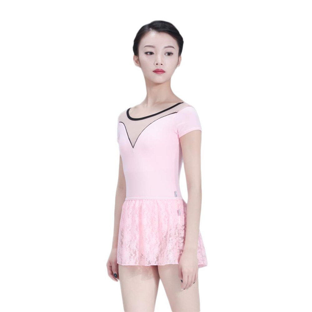 117141055 Girls Ballet Leotards Quality Mesh V Back Dance Leotards Baiwu (S 160, Light Pink)