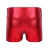 CHICTRY Kids Girls Metallic Shiny Stretch High Waisted Athletic Booty Dance Shorts Red 8-10 view 2