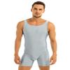Agoky Adult Men's Spandex Short Tank Unitard Bodysuit Sports Workout Biketard Bodyshaper Silver-Gray Large view 2