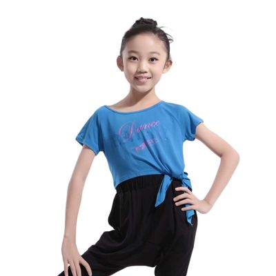 11521213 Girls Dance Practice Tied Kids Dance Top Dancewear Baiwu (XL/C 150, Royal Blue)