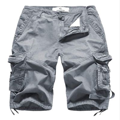 FOURSTEEDS Women's Casual Loose Fit Multi-Pockets Camouflage Twill Bermuda Cargo Shorts with Belt US 8 Grey