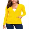 EXCHIC Women's Lightweight Long Sleeve Cardigan Sweaters Classic Button Open Front Knit Sweater with Pockets(Yellow, Small) view 4