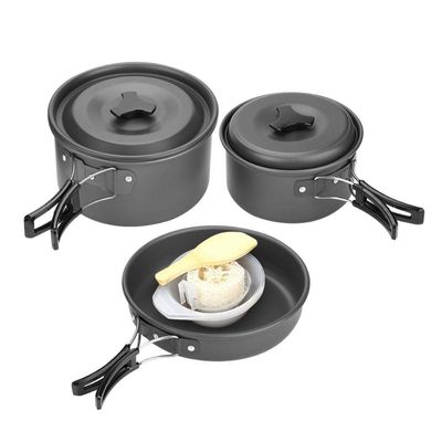 Aluminum Alloy Camping Cookware, Mess Kit with Folding Pot & Pan for Outdoor Cooking, Camping, & Picnic