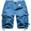 FOURSTEEDS Women's Casual Loose Fit Multi-Pockets Camouflage Twill Bermuda Cargo Shorts with Belt US 6 Blue view 1
