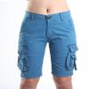 FOURSTEEDS Women's Casual Loose Fit Multi-Pockets Camouflage Twill Bermuda Cargo Shorts with Belt US 6 Blue view 2