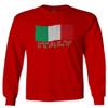 0039. Italia Vintage Distressed Italy Italian National Flag Men's Long Sleeve t Shirt (Red, Large) view 1