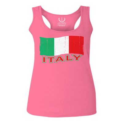 0039. Italia Vintage Distressed Italy Italian National Flag Women's Tank Top Racerback (Pink Medium)