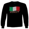 0039. Italia Vintage Distressed Italy Italian National Flag Men's Long Sleeve t Shirt (Black, Medium) view 1