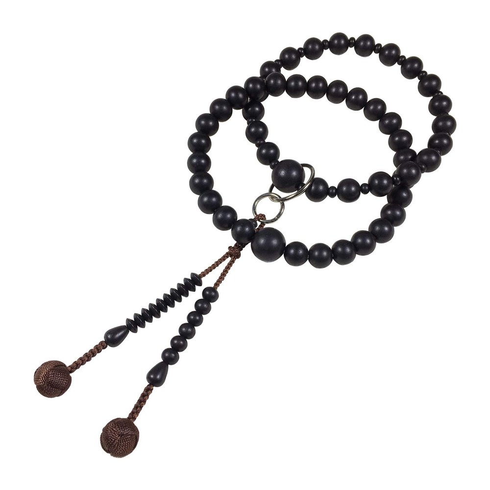 UMT Jodo Shu Buddhism juzu Ebony and Woven Balls Pure Land School nenju