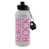 Personalized Custom RN - Nurses Rock Aluminum White Finish 20 Ounce 600ML Sport Water Bottle, 2 Lids Customizable (Hot Pink) view 1
