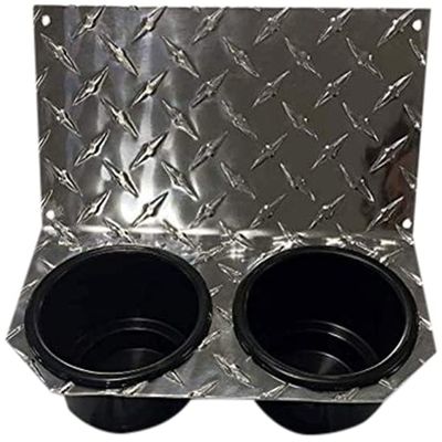 PBR Products Compatible with Honda Pioneer 1000 Jumbo Diamond Plate Cup Holder Silver