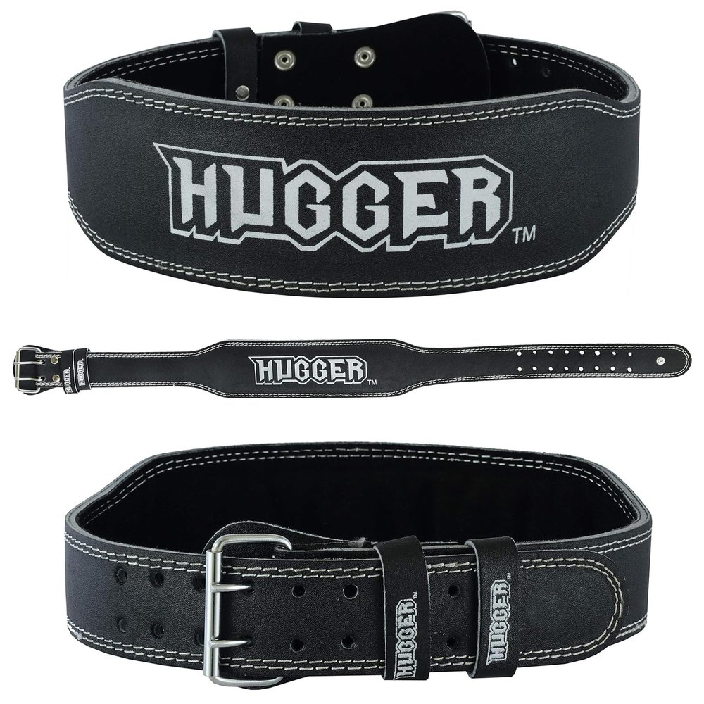 NEW Hugger Weightlifting Belt Buckle 4" Fitness Exercise Training Back Support (Black, Medium)