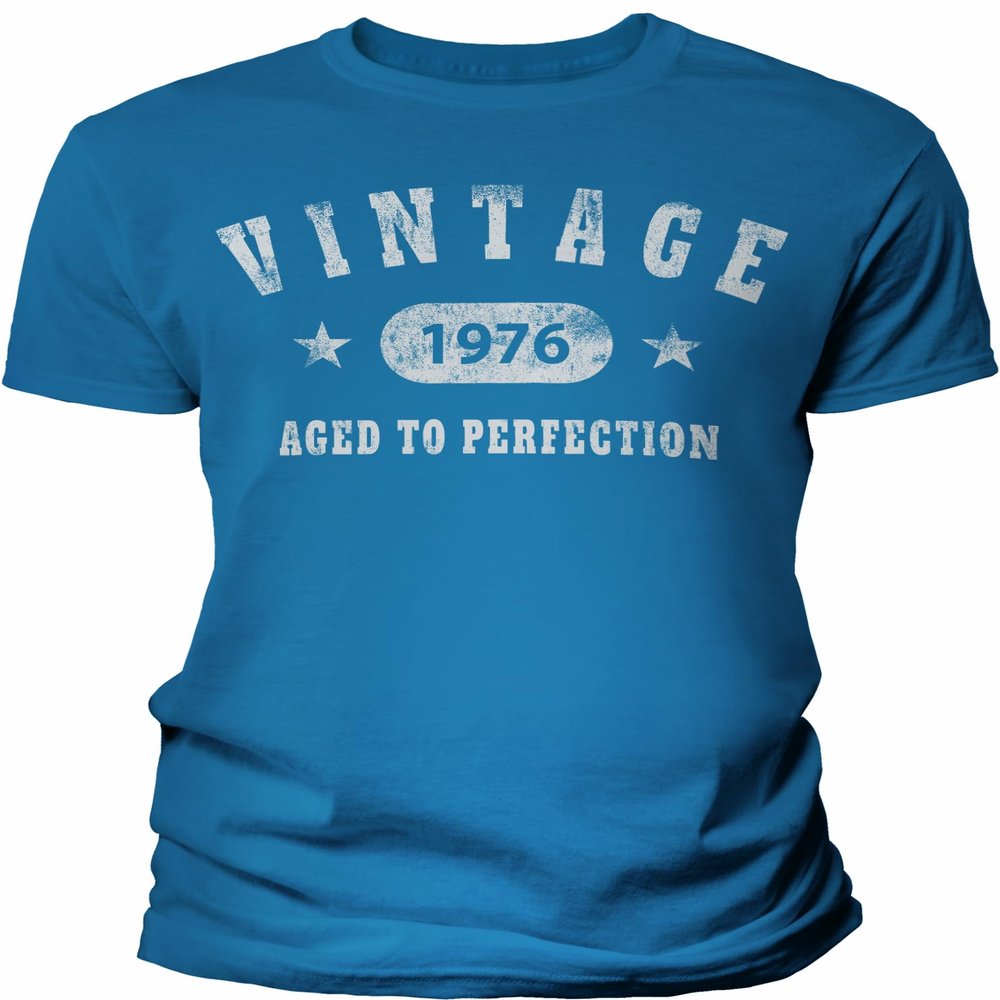 1976 Birthday Shirt for Men - Vintage Stars 1976 Aged to Perfection - 50th Birthday Gift - F/Sapphire-4X