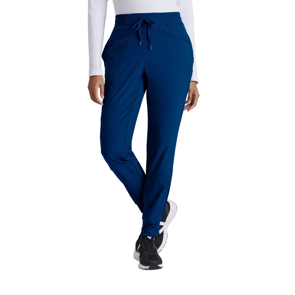 BARCO One Boost Classic Fit Scrub Jogger for Women  Indigo, 3-Pocket Mid-Rise Pants w/ 360 Spandex Stretch, Moisture Wicking, Anti-Static and Quick-Shed  Small, Regular Fit