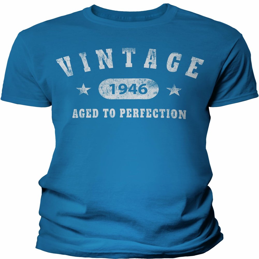 1946 Birthday Shirt for Men - Vintage Stars 1946 Aged to Perfection - 80th Birthday Gift - F/Sapphire-4X