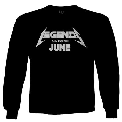 0043. Birthday Gift Legends are Born in June Men's Long Sleeve t Shirt (Black, Small)