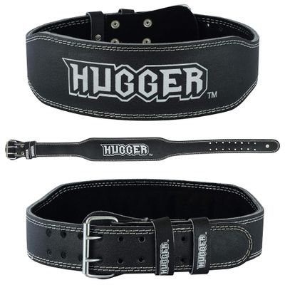 NEW Hugger Weightlifting Belt Buckle 4" Fitness Exercise Training Back Support (Black, XLarge)