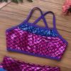 FEESHOW Kids Girls 2 Piece Active Dance Sports Bra Crop Tank Top with Shorts Bottoms Gymnastic Leotard Outfit Set Mermaid Blue Rose 12 view 4