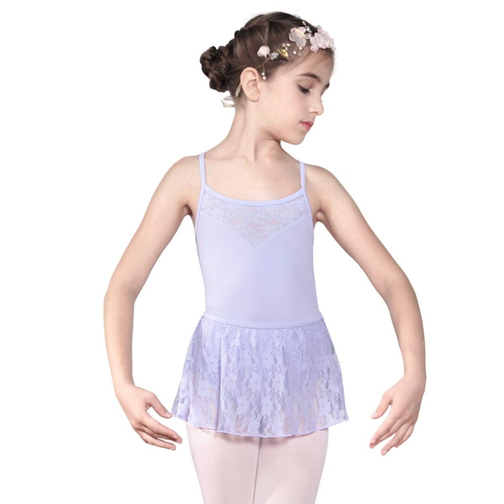 116243502 Kids Lace Skirt Match Leotard Ballet Skirts for Girl (XL/C 150, Lavender)