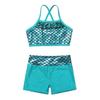 FEESHOW Kids Girls 2 Piece Active Dance Sports Bra Crop Tank Top with Shorts Bottoms Gymnastic Leotard Outfit Set Mermaid Green 10 view 3
