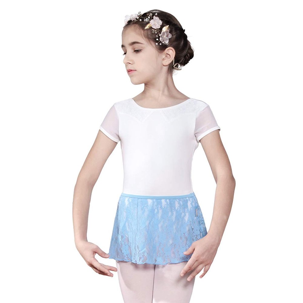 116243502 Kids Lace Skirt Match Leotard Ballet Skirts for Girl (L/C 140, Ice Blue)