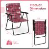 Giantex Beach Chairs Set of 6, Patio Folding Lawn Chairs for Adults, Outdoor Webbing Chair w/Steel Frame, Lightweight & Portable Camping Chairs for Fishing, Yard, Garden, Poolside Webbed Chairs, Red view 3