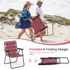 Giantex Beach Chairs Set of 6, Patio Folding Lawn Chairs for Adults, Outdoor Webbing Chair w/Steel Frame, Lightweight & Portable Camping Chairs for Fishing, Yard, Garden, Poolside Webbed Chairs, Red view 4