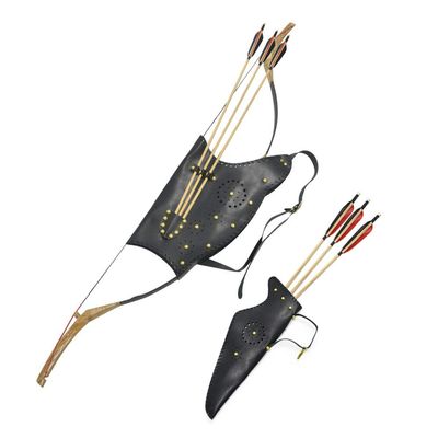 MILAEM Traditional Leather Recurve Bow Case Bag and Arrow Quiver Set Waist Belt for Recurve Bow Hunting