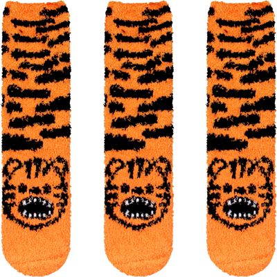 BambooMN Women's Super Soft Warm Microfiber Fuzzy Cozy Animal Socks, 10 Tiger, 3 Pairs Value Pack