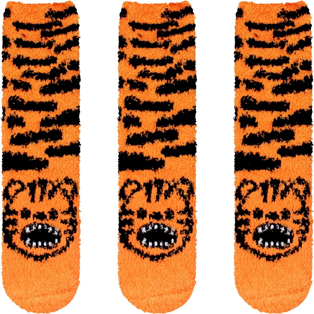 BambooMN Women's Super Soft Warm Microfiber Fuzzy Cozy Animal Socks, 10 Tiger, 3 Pairs Value Pack