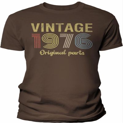 50th Birthday Gift Shirt for Men - Vintage Original Parts 1976 Retro Birthday - 001 - F/Brown-Sm