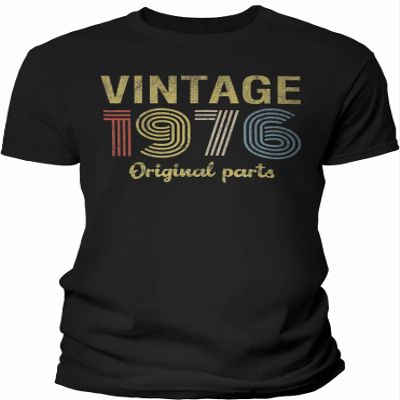 50th Birthday Gift Shirt for Men - Vintage Original Parts 1976 Retro Birthday - 001 - F/Black-2X
