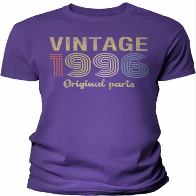 30th Birthday Gift Shirt for Men - Vintage Original Parts 1996 Retro Birthday - 001 - F/Purple-4X