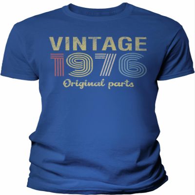 50th Birthday Gift Shirt for Men - Vintage Original Parts 1976 Retro Birthday - 001 - F/Royal-Lg