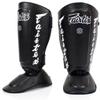 Fairtex SP7 Muay Thai Shin Guards for Men, Women, Kids | Shinguards Made with Syntek Leather & are Premium, Lightweight & Durable | Detachable shin & Foot Protector- Large, Black view 1