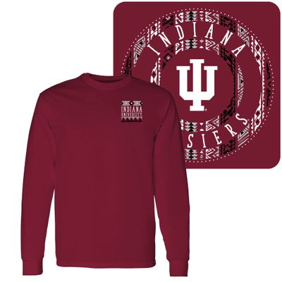 AL1124 - Indiana Hoosiers Aztec Pattern Emblem Long Sleeve - X-Large - Cardinal