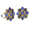 Morning Glory Flower Simulated Rhinestone 3 Colors Variation CLIP-ON Earrings (Royal Blue-Orkid Gold-tone)