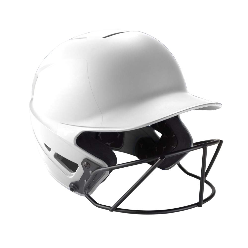 Mizuno F6 Adult Fastpitch Softball Batting Helmet with Mask, White, Small/Medium