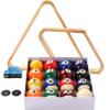 Billiard Balls Set, Pool Table Triangle Ball Rack and 9-Ball Diamond Rack (Wood), 5 Cue Chalks and 2 Table Spot Stickers - Pool Table Accessories view 1