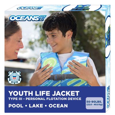 Oceans 7 US Coast Guard Approved, Infant-Child-Youth Life Jacket Vest Sizes for 8-90 Lbs. Type III Vest, PFD, Personal Flotation Device