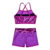 Agoky Kids Girls 2PCS Sports Outfits Ballet Gym Sequins Mermaid Tank Top Shorts Set Tankini Swimwear Gymnastics Tracksuit Rose Red 12 Years view 4