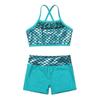 Agoky Kids Girls 2PCS Sports Outfits Ballet Gym Sequins Mermaid Tank Top Shorts Set Tankini Swimwear Gymnastics Tracksuit Lake Blue 10 Years view 4