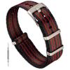Benchmark Basics Seatbelt Nylon Watch Band - Premium Waterproof Ballistic Nylon One-Piece Watch Bands for Men & Women (22mm, Black/Red/Green Striped) view 1
