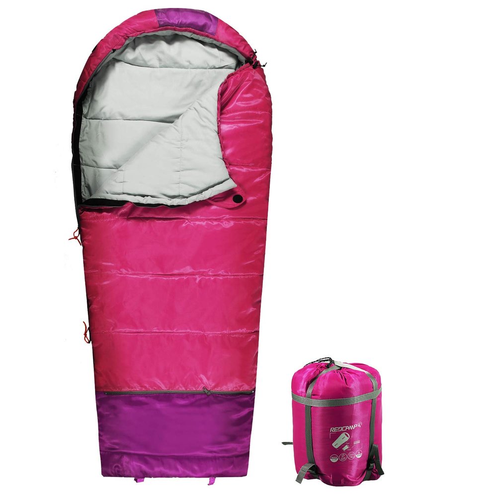 REDCAMP Kids Mummy Sleeping Bag for Camping Zipped Small, 32 Degree All Season Cold Weather Fit Boys,Girls & Teens (Pink with 3.3lbs Filling)