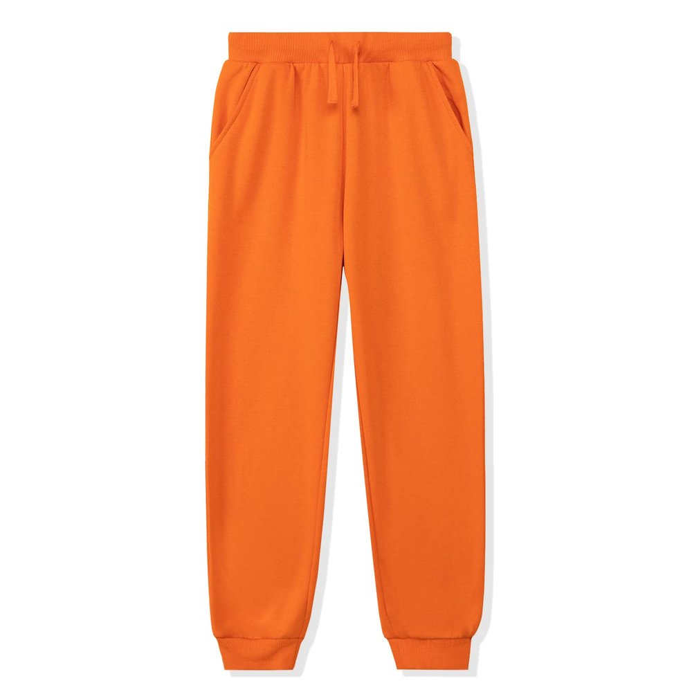 Kid Nation Kids Sweatpants Unisex Soft Brushed Fleece Casual Pull On Jogger with Pockets for Boys or Girls Size 5 6 Orange