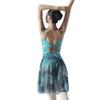 Baiwu Dance 117145403 Floral Mesh Ballet Skirt Wrap Dance Skirt (M 165, Blue+Green) view 1