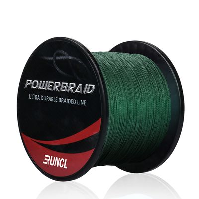 RUNCL PowerBraid Braided Fishing Line, Ultra Durable Braided Line 4 Strands - Seamless Weaving Tech, Enhanced Coating Tech, Zero Stretch, High Sensitivity (Moss Green, 300Yds, 20LB(9.1kgs))
